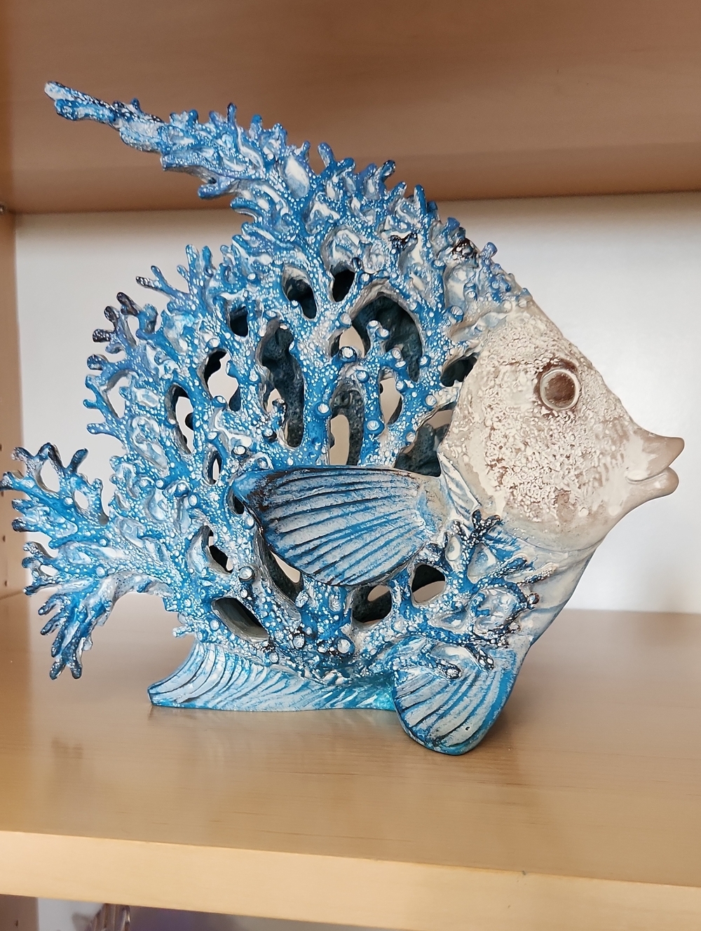 Blue Coral Fish Sculptural Accent - Home Decor